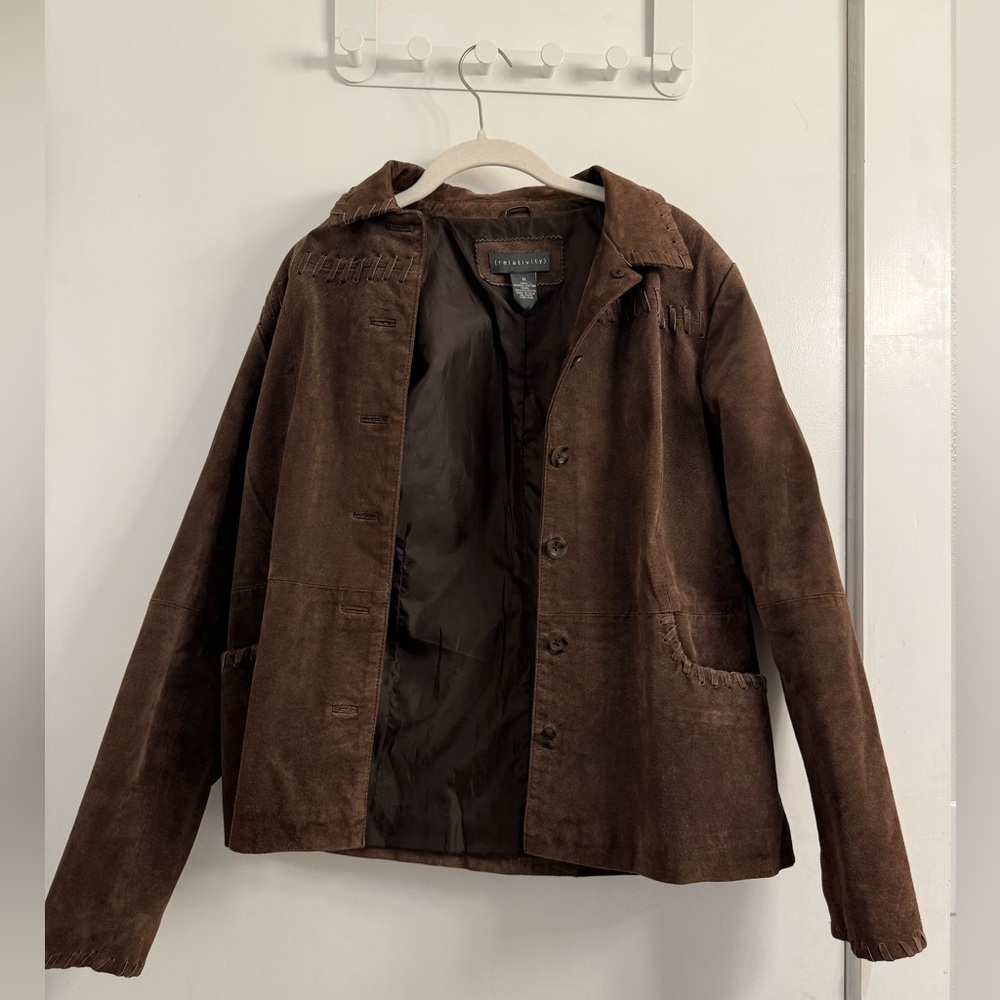 Vintage Chocolate Brown Suede Leather Jacket